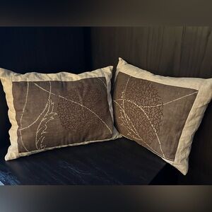 Elegant Brown and Cream Throw Pillows set of two